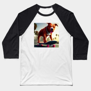 Pitbull Skateboard Baseball T-Shirt